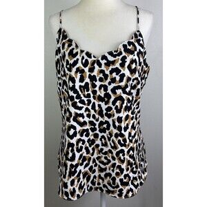 J. CREW Factory Y2K Cami Tank Top Size 6 Scalloped Neck Animal Print Racer Back